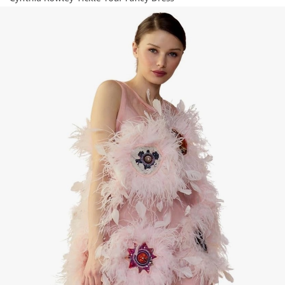 Cynthia Rowley Pink Feathered Mini Dress